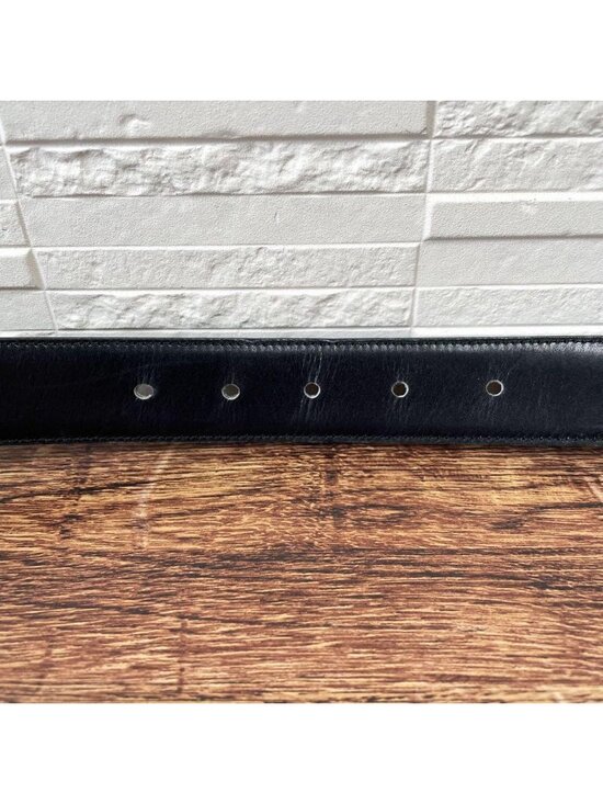 Celine Leather Triomphe Logo Buckle Belt Black main image 6